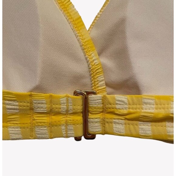 New With Tags Kona Sol Yellow White Gingham Bikini Top L 12-14 Adjustable Straps - Picture 5 of 11